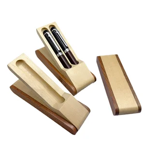 Wholesale Customized Luxury Wooden Pens Box Logo Printed Fountain Pen Pencil Case with Gift Box