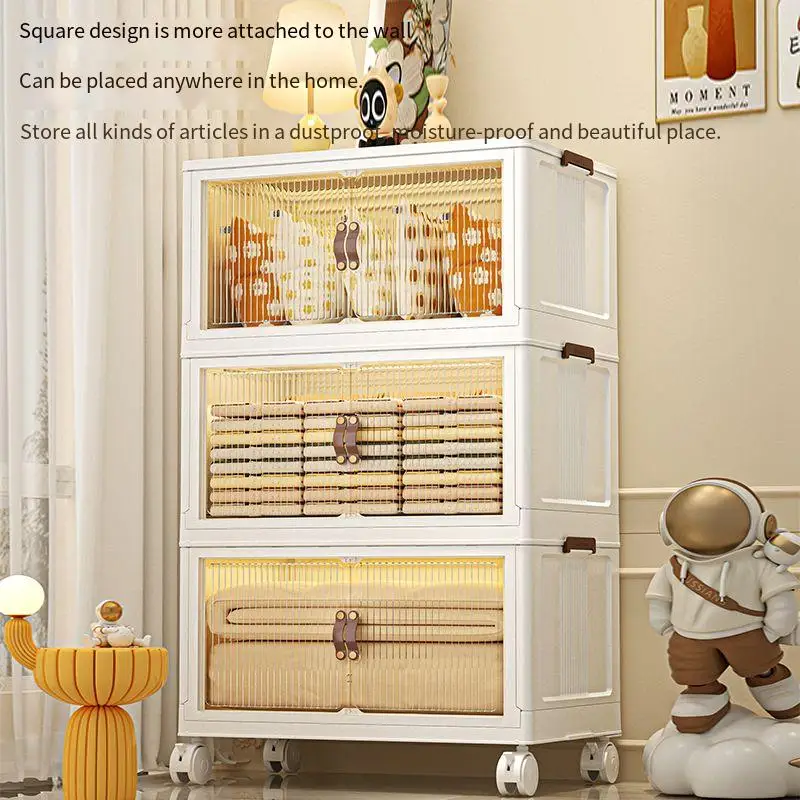 Modern 72L Plastic Storage Cabinet Container Foldable Bin Injection ...