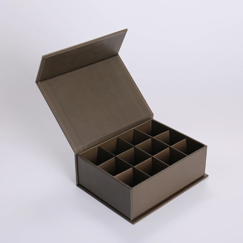 product custom chocolate packaging box with rigid magnetic flip cover paperboard material paper lining and logo printing for food use-2