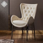 high quality luxury modern metal legs dining chair white tufted velvet leather dining chair modern