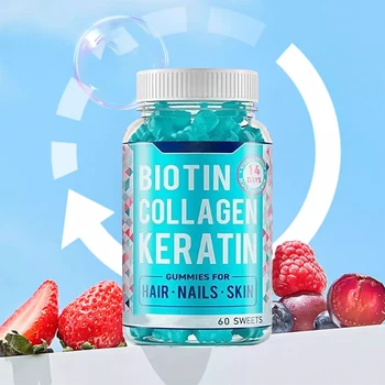 OEM Biotin Keratin Collagen Food Supplements Hair Nail Growth Skin Healthy Gummies with Biotin Multiple Vitamins