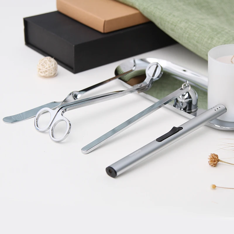 Custom Black Wick Trimmer Candle Snuffer Lighter Dipper Tray With 5pcs