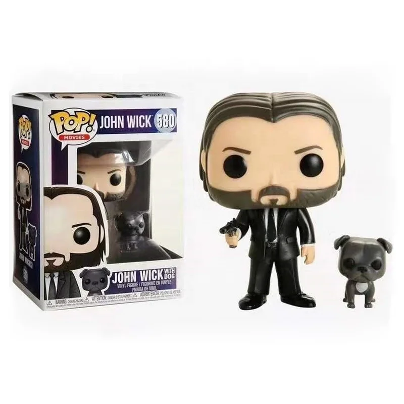 Wholesale Funko Pop Movie JOHN WICK WITH DOG 580# Action Figure Toys the gun Collection Vinyl Doll Model Toys gift wholesale From