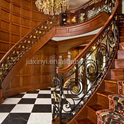 Curve Decorative Metal Iron Stair Railing  Wrought Iron Railing Stair Railing for Straight&Curved Staircase