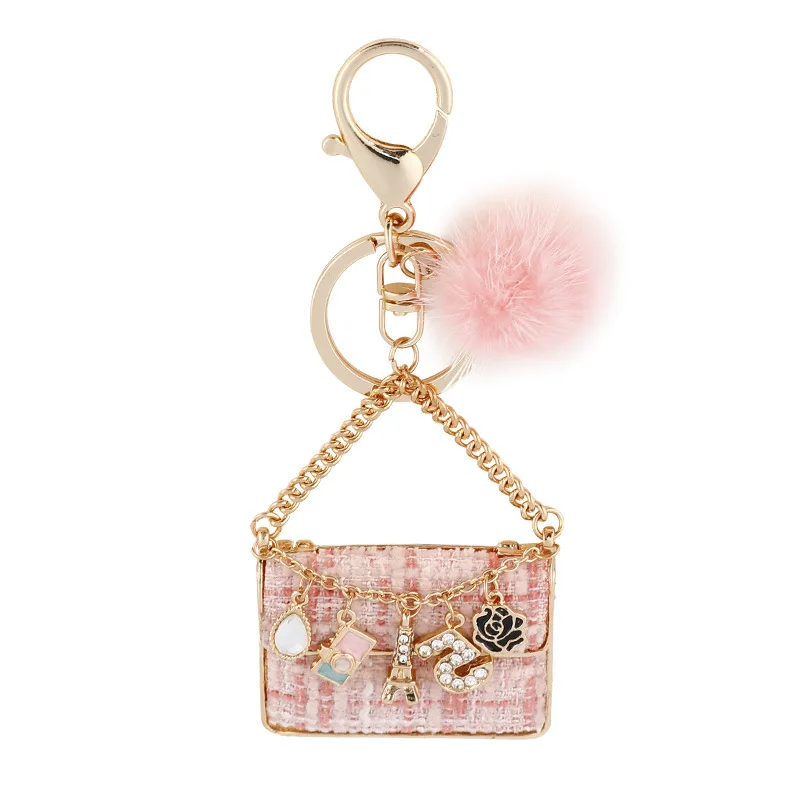 Surfside & Co Gold Leaf Letter Resin Pom Pom Keychain 2 inches::CustOm