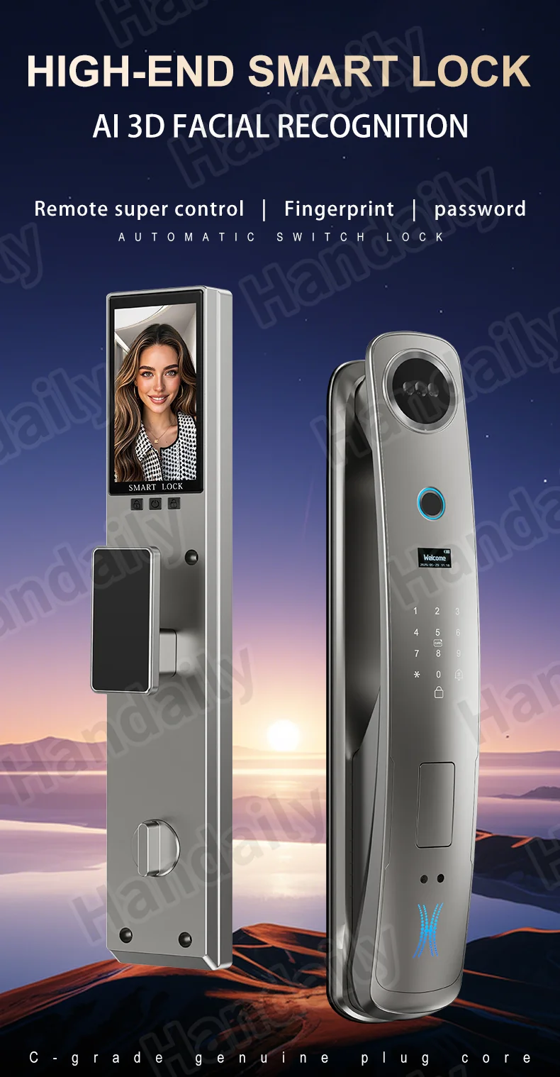 handaily logo custom video talking smart lock with privacy password face recognition tuya wifi digital locks h8-1