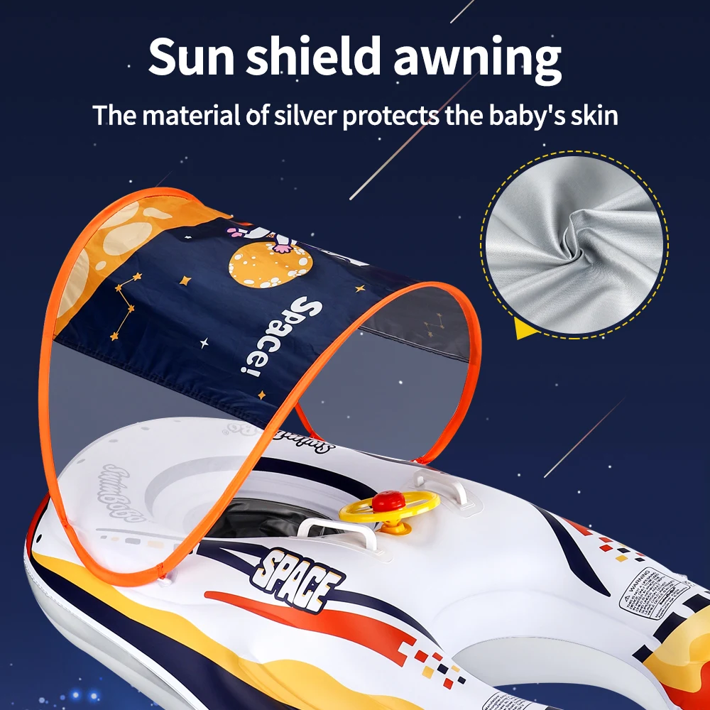 Swimbobo Baby Seat Floats Thicken PVC Inflatable Kids Swim Float Child Swimming Rings Toys Floating Ring Summer With Canopy