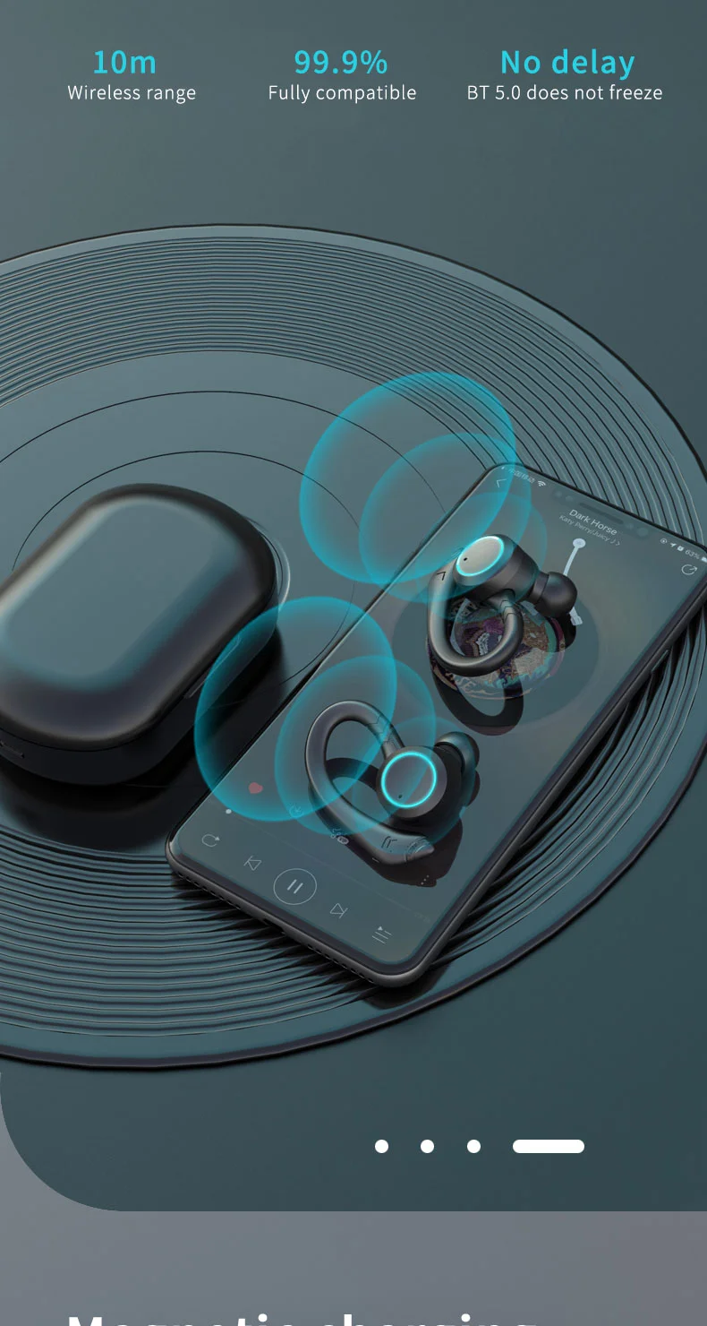 Wireless Earbuds Wireless Headphones Charging Case Sports Ear buds with Earhook Deep Bass IPX7 Waterproof Over-Ear Earphones