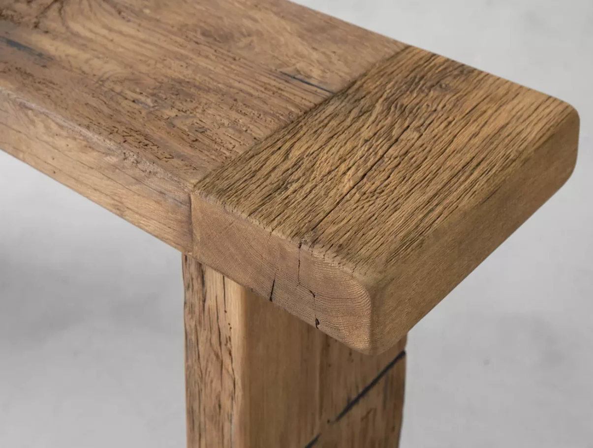 Reclaimed Oak Wood Console Tables for Living Room Furniture Entrance Side Table in Wabi Sabi Style