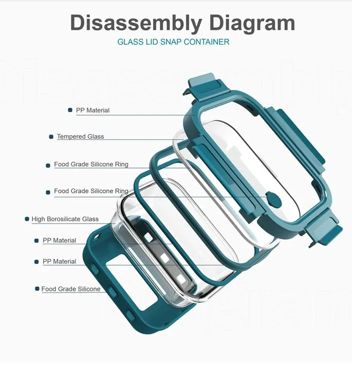 IKOO Glass Food Storage Container Set with Lids for Lunch Boxes