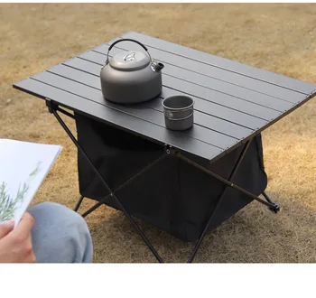 Foldable Camping Side Table, Ultralight Small Beach Aluminum, Portable Outdoor Table With Carry Bag and Storage for Picnic