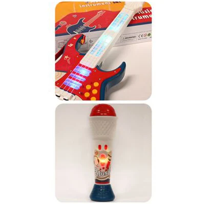 Jinming Electric Guitar Toys 4 Strings Musical Instrument Guitar Toy with Microphone