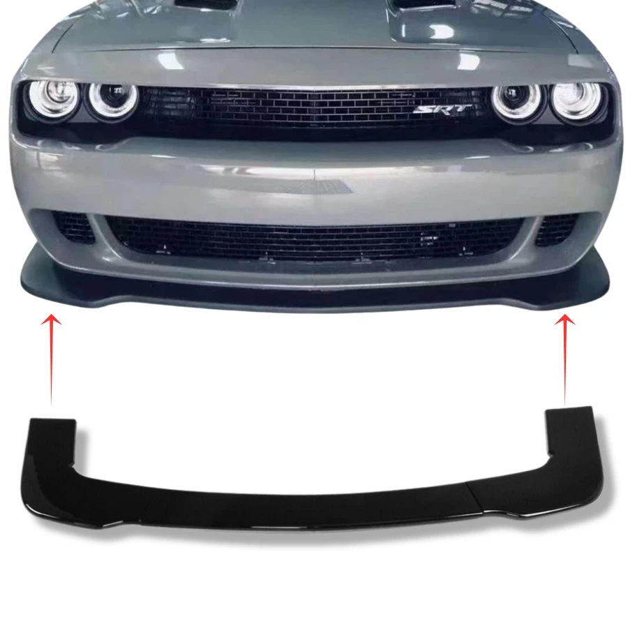 TIYPEOR Front Bumper Lip Splitter for Dodge Challenger SXT SRT Hellcat 2012 - 2019 Air Dam Chin Splitter Protector Body Kit 3PCS
