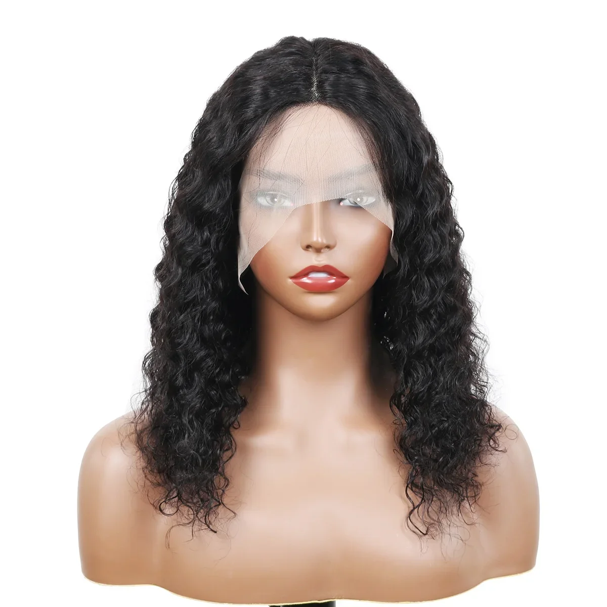 Deep Wave Bob Wig 180 Density T Part Lace Frontal Human Hair Peruvian Remy Curly Short Bob Wig_voghion.com