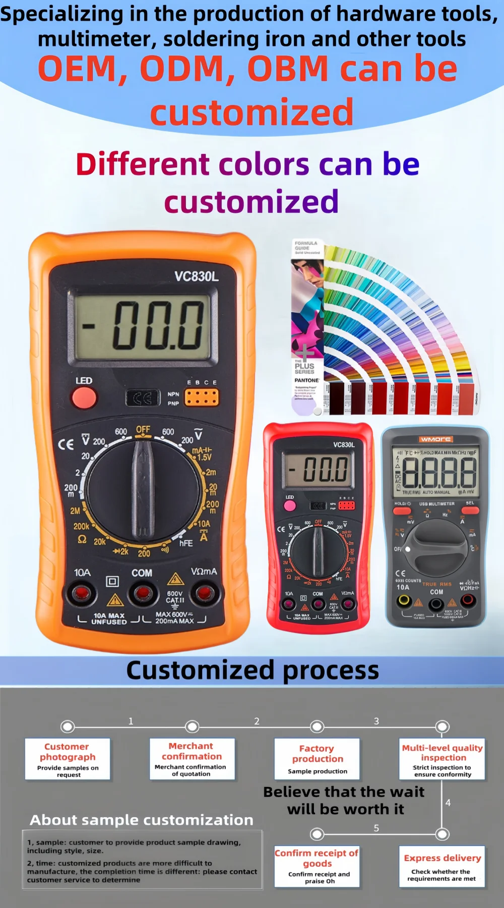 2024 New VC830L digital multimeter Pocket multimeter Multi-tester Ohmmeter AC/DC Ohmvolt-ampere voltmeter Ammeter