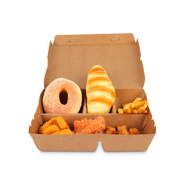 Factory Price Customized Snack Takeaway Lunch Paper Box Fast Food Kraft Paper Box Oil Proofing Box supplier