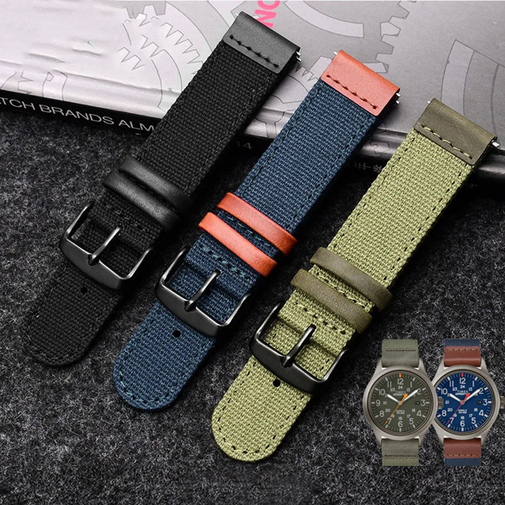 20mm Nylon Genuine Leather Watch Strap Men Outdoor Sport Canvas Quick  Release Wrist Band Bracelet For Timex T49963 Tw4b14100 - Buy Watchbands,Watches,Cheap  Watchbands Product on 
