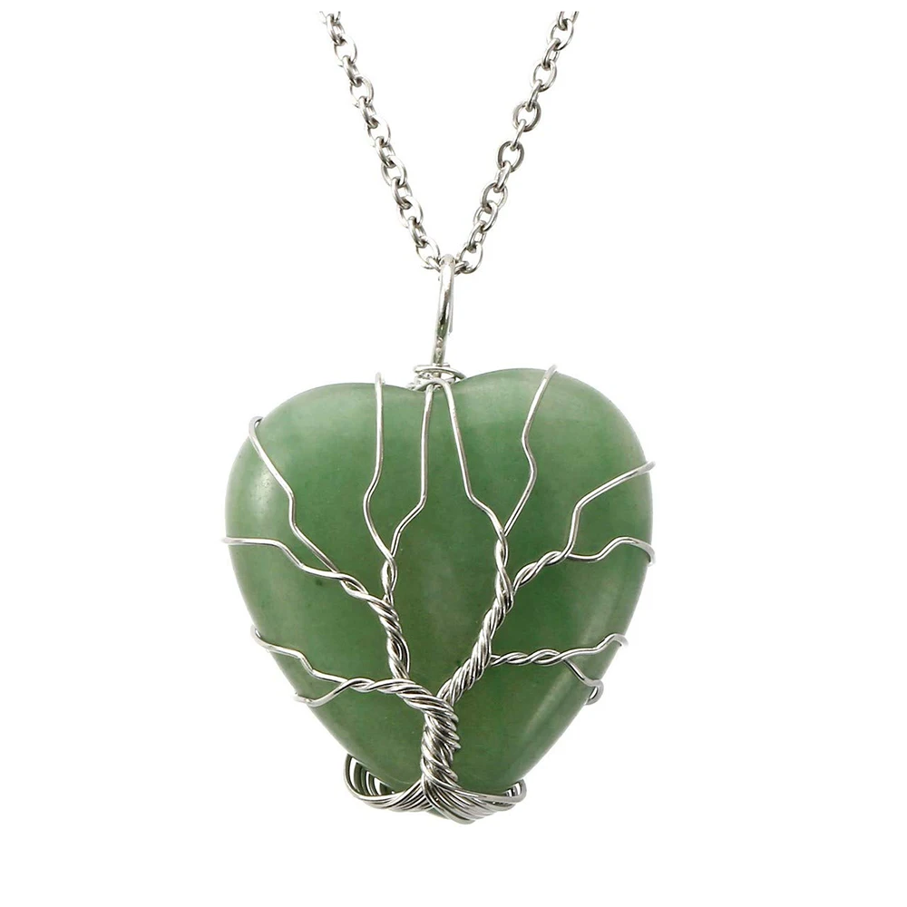 GREEN AVENTURINE WIRE WRAPPED DT PENDANT CRYSTAL GEMSTONE JEWELLERY NEW AGE 