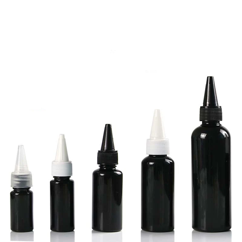 10ml 20ml 30ml 50ml 100ml Round Shoulder Small Black Empty Plastic Bottle Ink Glue PET Bottle