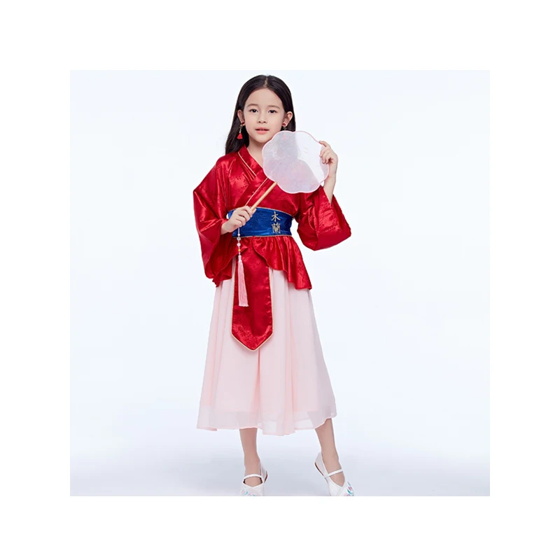 Kids beauty dress up costume cosplay Halloween and Festival party deluxe Mulan dress for girls