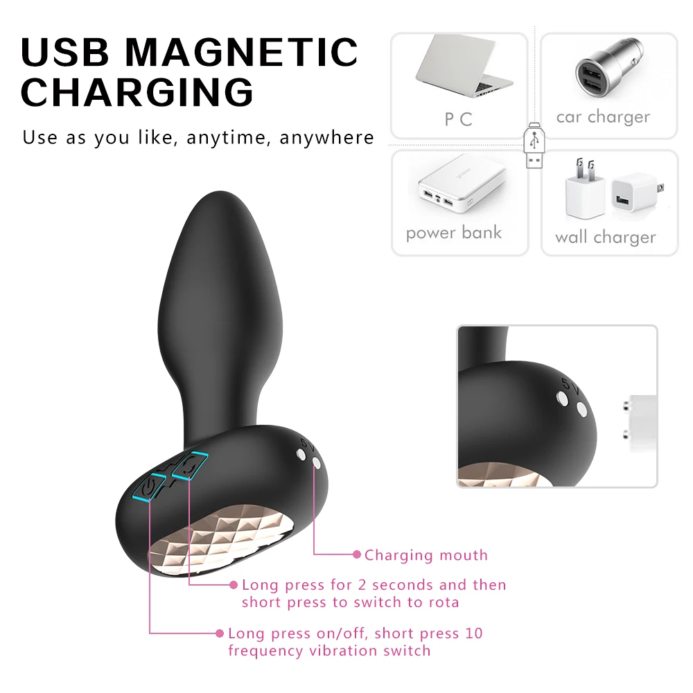 Silicone and ABS plastic material detail of multi-zone butt plug