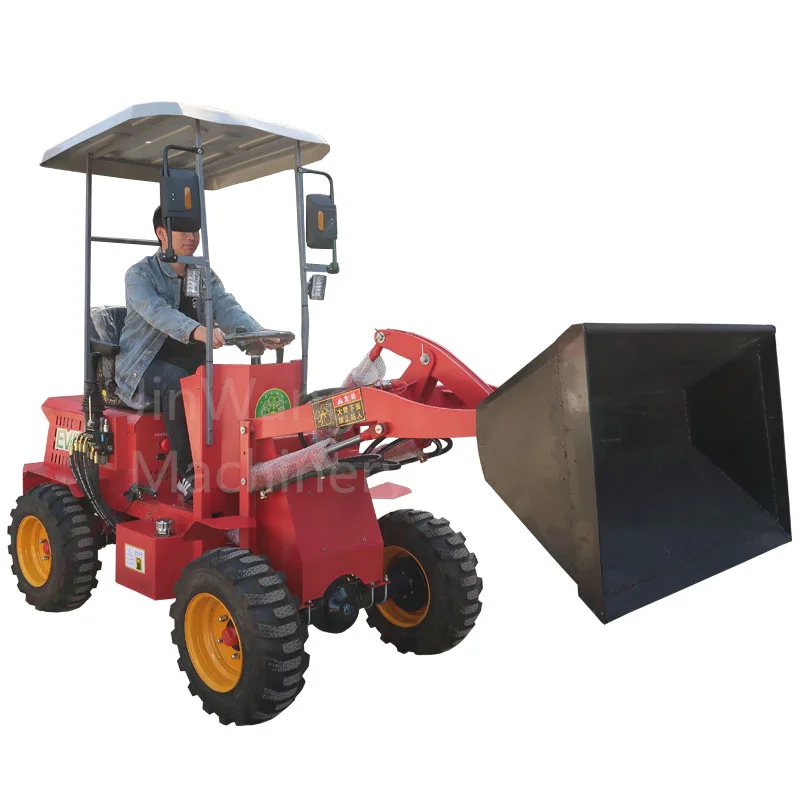 JINWANG Small 4 Wheel Mini Wheel Loader 400kg Compact Wheel Loader Heavy Machinery Loader