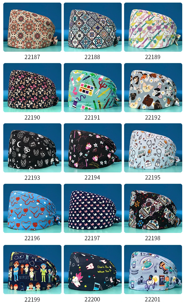 Dental Scrub Caps Women With Buttons Dentist Hat Working Cap Scrub Caps
