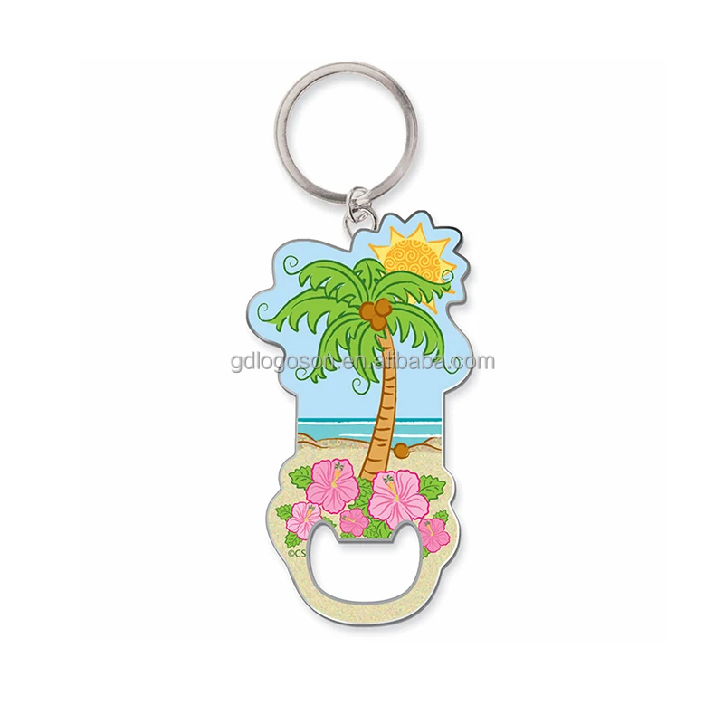 Hawaii Palm Tree Souvenir Keychain - Blue, Yellow & Black Palm Tree Enamel Keychain – SoHa Living main image 2