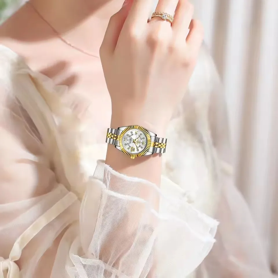 POEDAGAR Luxury Elegant Watch for Women Waterproof Luminous Calendar Ladies Watch Stainl aperçu 6