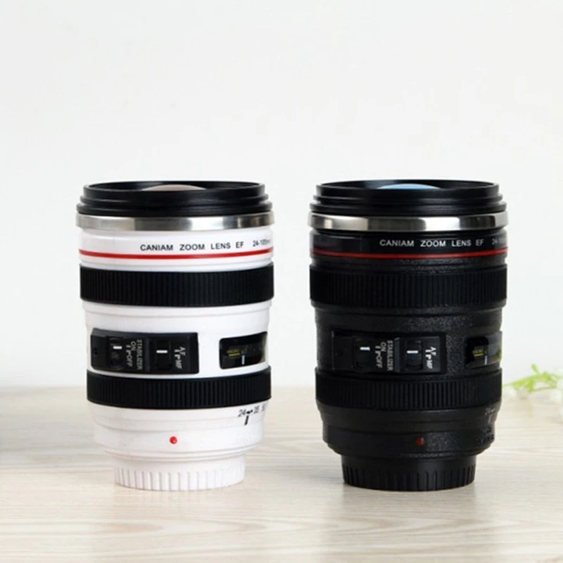 Custom Stainless Steel Camera Lens with Lid Travel Mug American Style Novelty Design Metal Tumbler Cups for Coffee Drinking