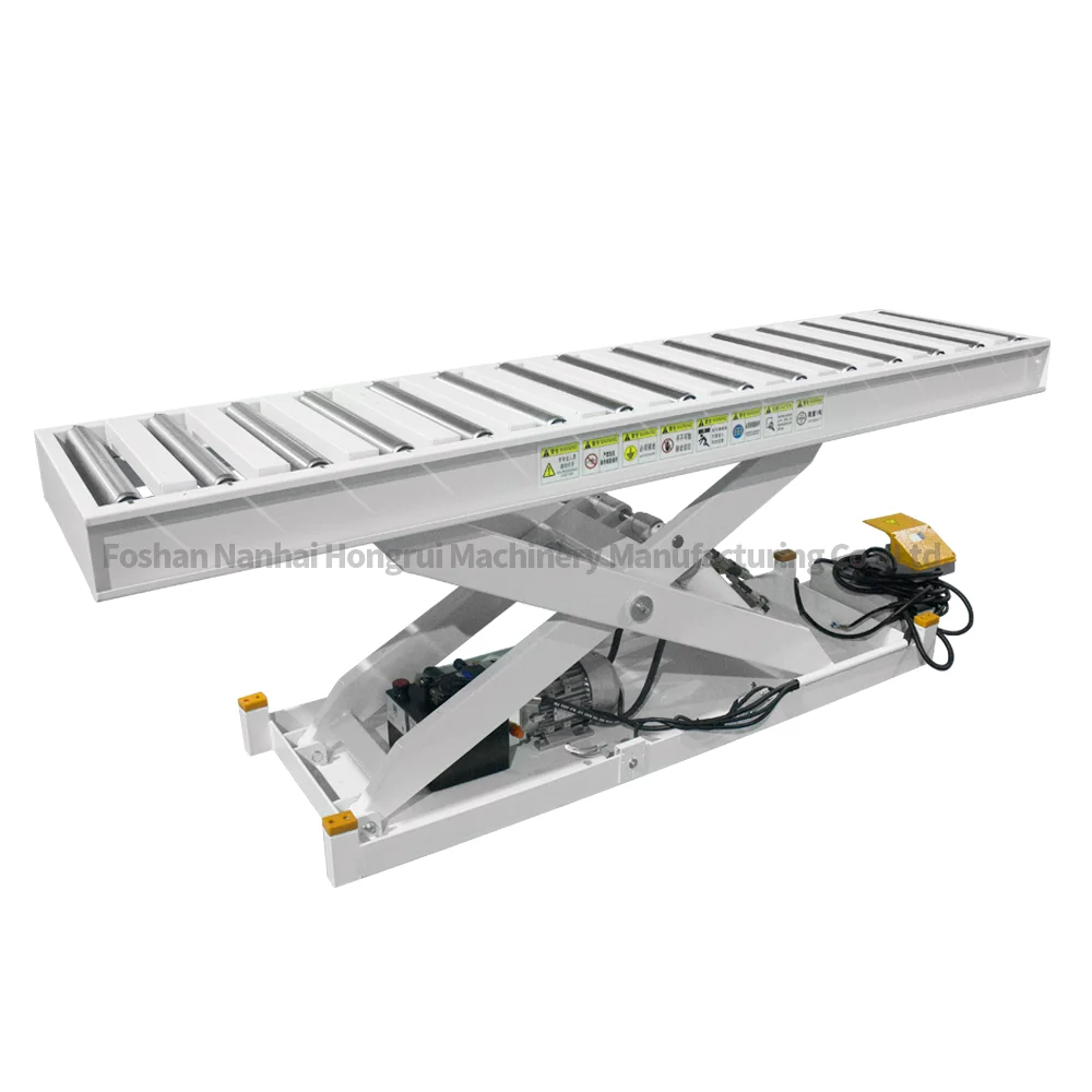 hongrui Mechanical 3 Tons Heavy DutyHydraulic Scissor Lift Table with Powered Roller Surface OEM with CE Certificate