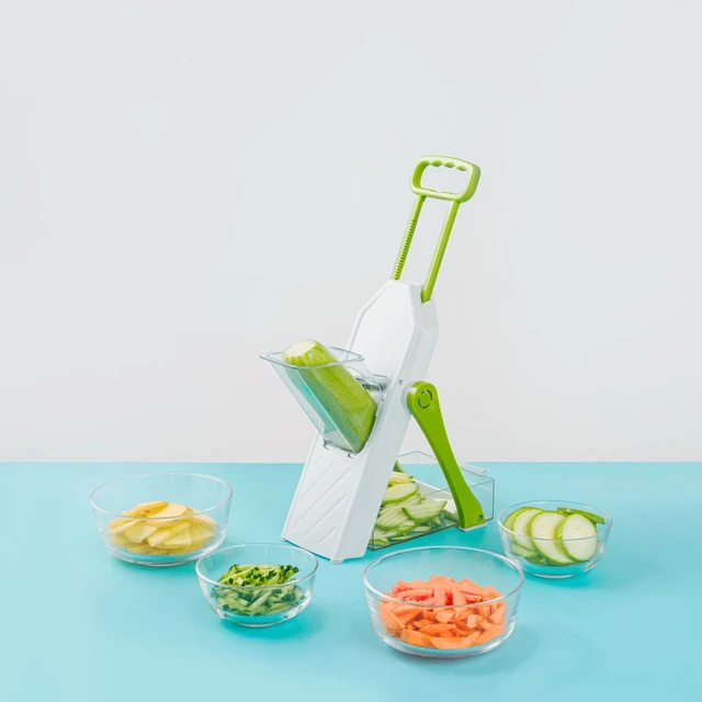 Vegetarian Restaurant Kitchen 4 Blade Hand Press Vegetable Mandoline Slicer Vertical Wire Cutter Quick Food Chopper