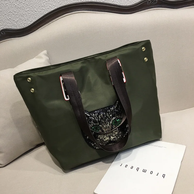 Ling Yu Cartoon Anime Summer Travel Bag Women’s Lightweight Simple Oxford Cloth Sports Fitness Korean Style Stowable Polyester