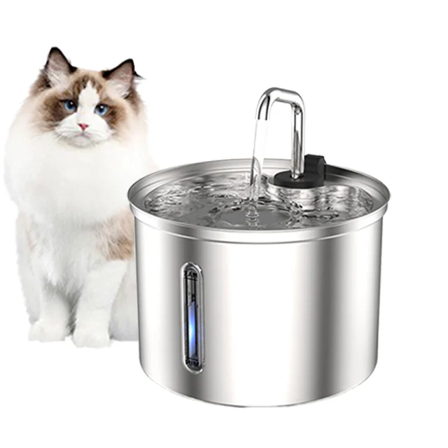 Cat Water Fountain 3L Stainless Steel Pet Dispenser Automatic Pet Fountain with Quiet Pump Adjustable Water Flow for Cats Dogs