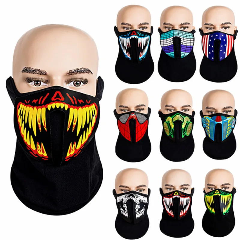 Masque LED Halloween Purge Style - Lumineux Effrayant Pour Carnaval, Rave, Soirée Thème (Blanc Froid)