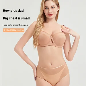 Plus Size Women's Wire-Free Bras Solid Anti-Sagging 100kg Minimizing Breathable Thin Full Cup Large Busts Adjusted-Straps for