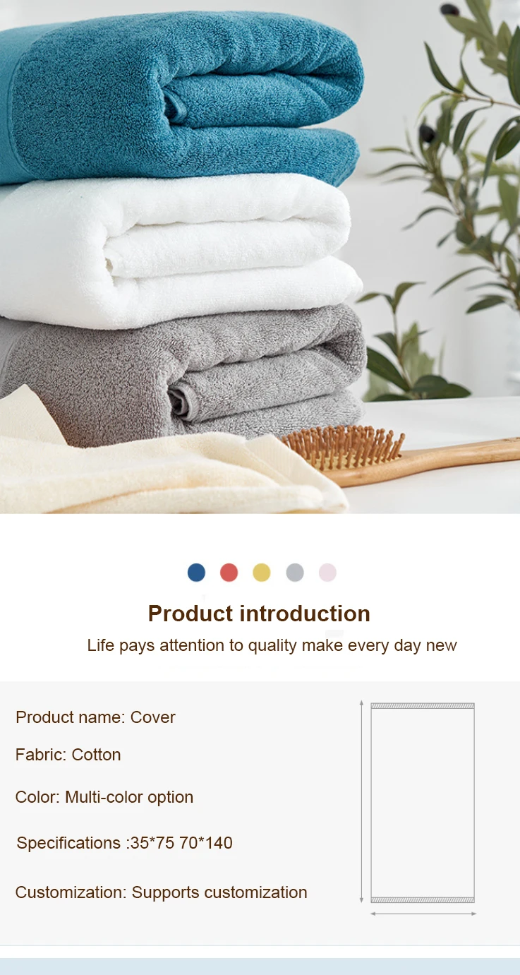 Luxury pure cotton towel custom LOGO popular bath towel not easy to fade not easy to lose hair details