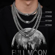 Hiphop Mens Titanium Steel Stainless Steel 18k Gold Plated Silver Cuban Link Chain Necklace