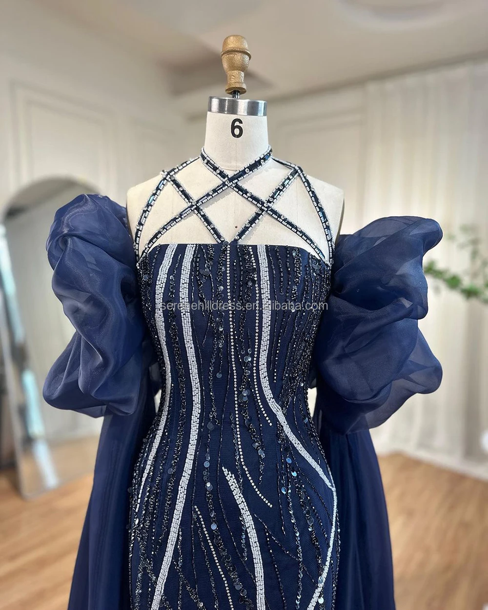 Dubai Turquoise Spaghetti Strap Mermaid Luxury Beaded Evening Dresses Gowns For Women Wedding Party 2025 LA72322
