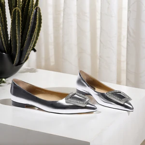 Wholesale Luxury Crystal Square Shoe Buckle Gold Plated Metal Removable Pointed Toe Clips Ladies' Pumps Spring Summer