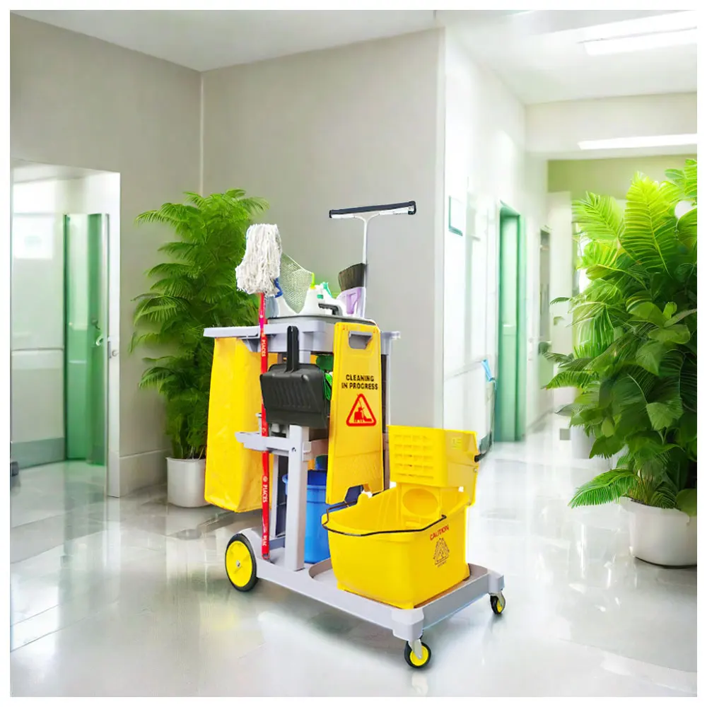 Commercial Multifunctional Janiror Equipment Hotel Hospital Cleaning Room Service Plastic Maid Trolley Housekeeping Cart