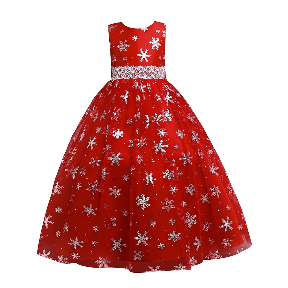 Korean Style Snowflake Pattern Princess Girls Birthday Dresses   Purple Girl Wedding Dress  Grace Birthday Dress  for 12 Years