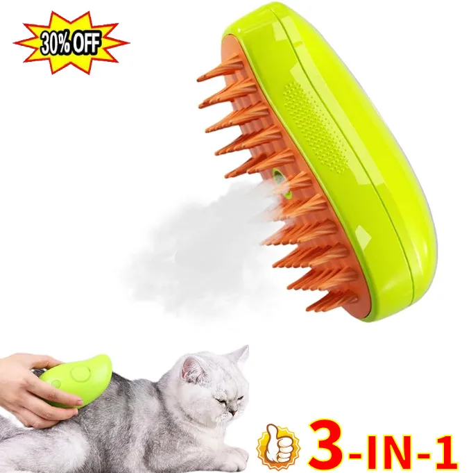 2024 Dropshipping 3 In 1 Cat Steam Brush Removal Comb Rechargeable Pet