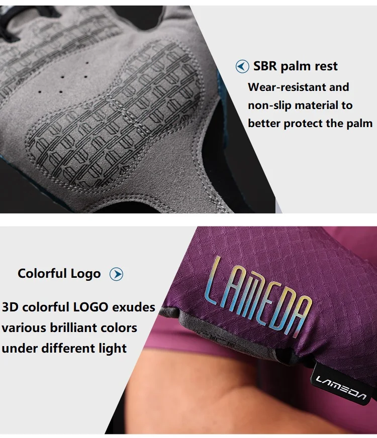 LAMEDA Sublimation Printing gel pad Bike Gloves waterproof Breathable Half Finger Bicycle Riding Sports Custom Cycling Gloves