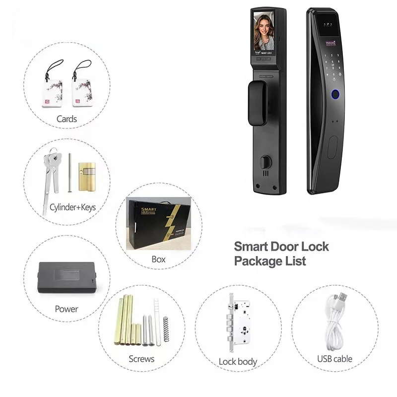 Elektronikong Digital na Biometric na Fingerprint Lock na may Wifi, Tuya Keyless na Door Lock na may 3D Face Recognition Access, Smart Door Lock K36