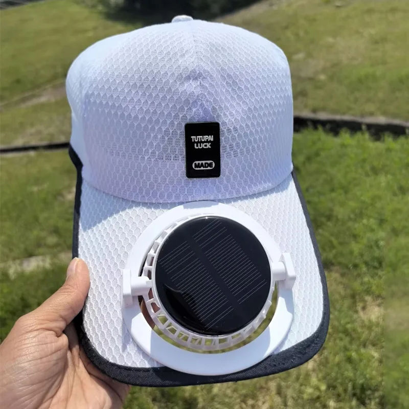 2027 XKENHEAT High Quality Durable Summer Breathable Waterproof Adjustable Sport Cap Solar-powered Charging Fan Baseball Caps