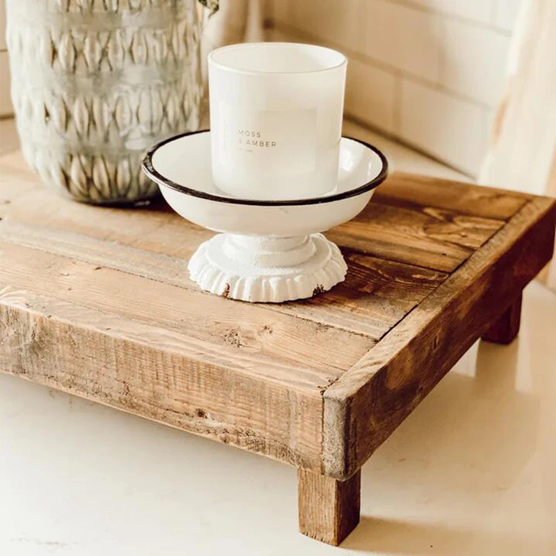 Wood Pedestal Stand, Farmhouse Wood Riser, Display Stool for Bathroom  Kitchen Sink, Soap Tray, Candle Plant Tray, Counter Decor, Modern Rustic Soap  Bottles Decorative Stand (Retro) 