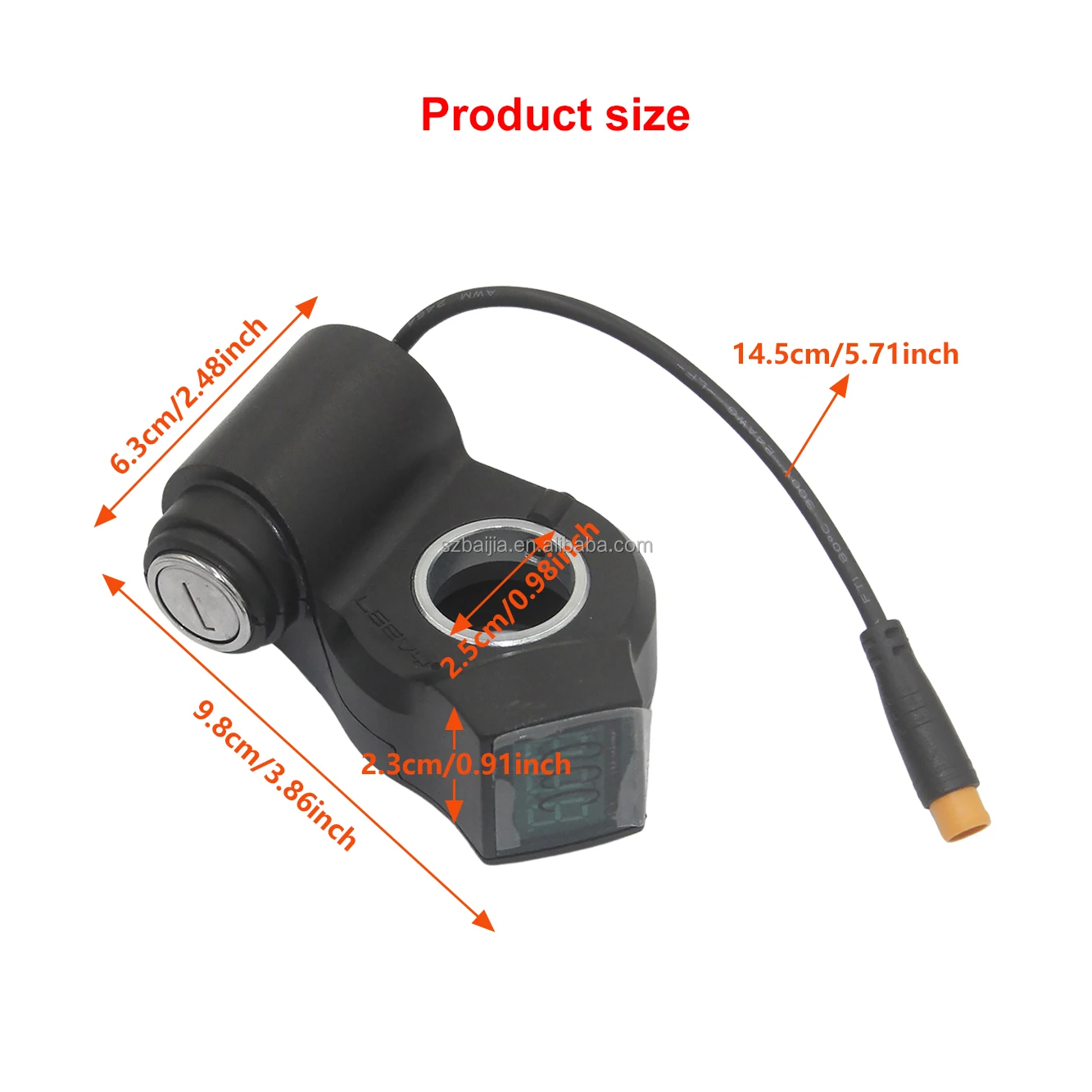 E-Bike Scooter Power Switch Lock Display Thumb Throttle Key 24V Ignition Switch for E-Scooter Handlebars Power Lock