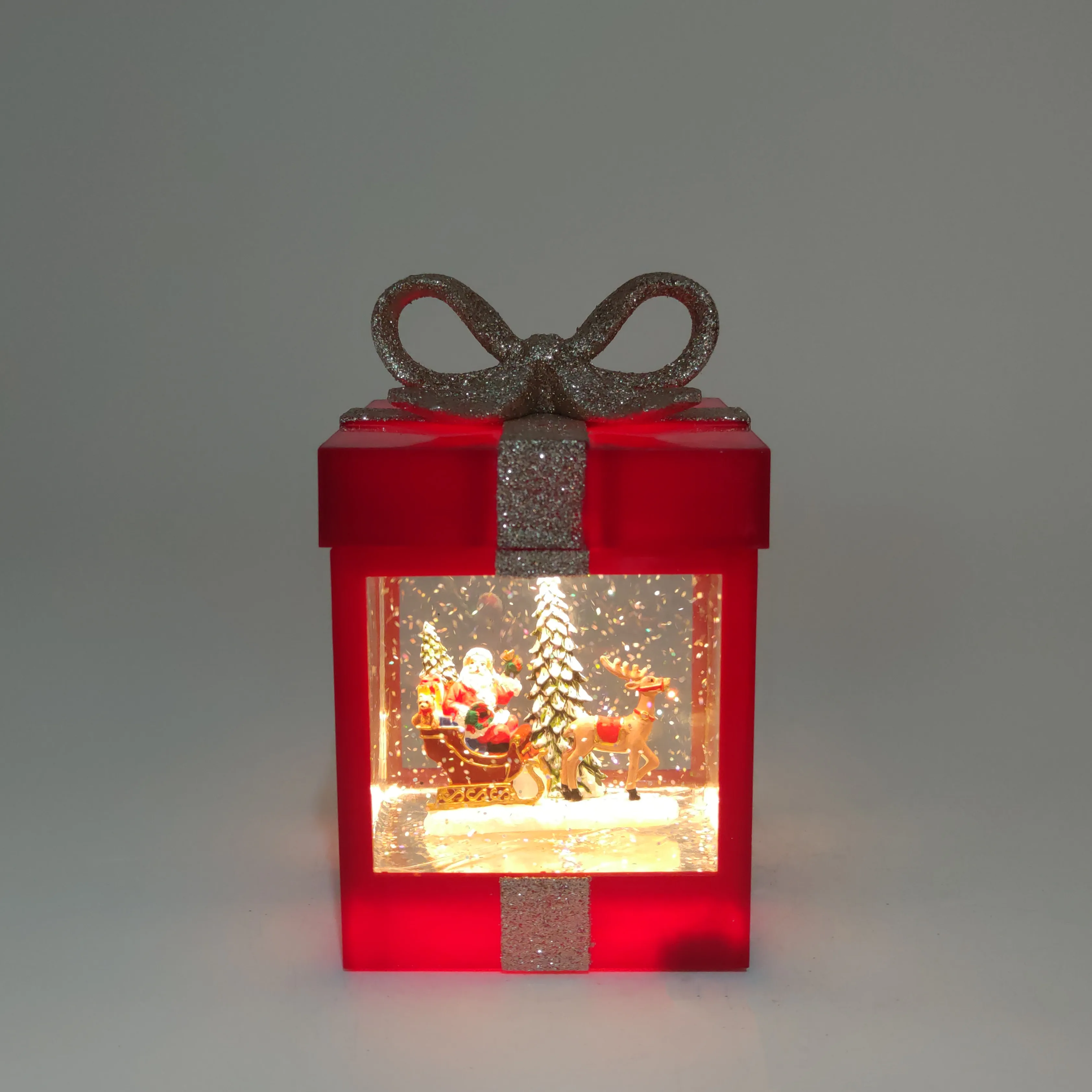 Custom color battery operated LED room night lamp water filling snow musical box Lantern