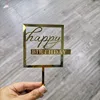 Topper per Torta "Buon Compleanno" Dorato con Bastoncino